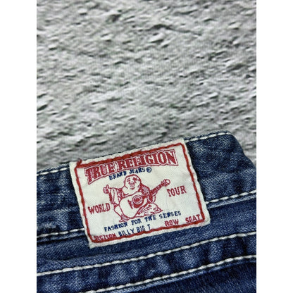 True Religion blue jeans white thick stitching Billy