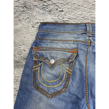 True Religion blue jeans thick stitching straight Y2K