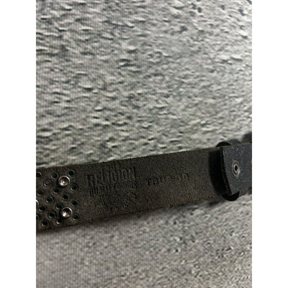 True Religion studded belt leather black Y2K