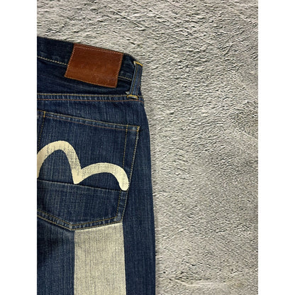 Evisu jeans daicock vintage selvedge navy big logo white