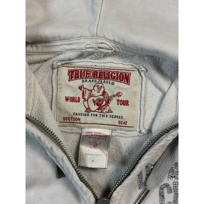 True Religion zip hoodie grey rhinestones logo Los Angeles