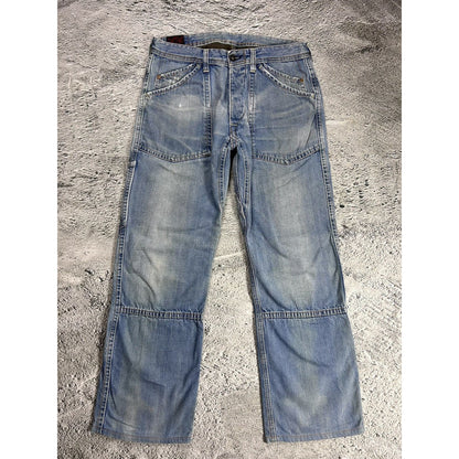 Evisu EU ED jeans vintage denim pants cargo baby blue Y2K