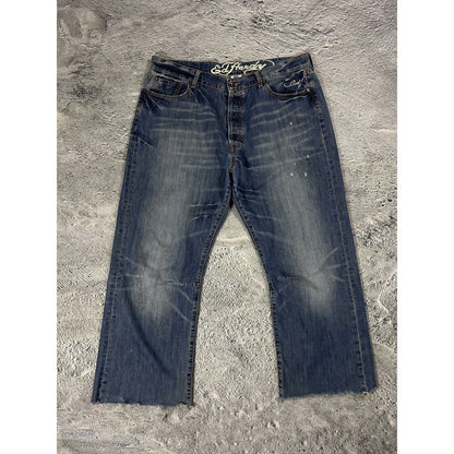 Ed Hardy Christian Audigier vintage jeans big logo pants