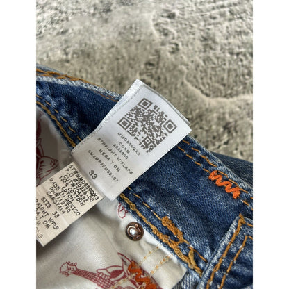True Religion blue jeans thick stitching straight Y2K