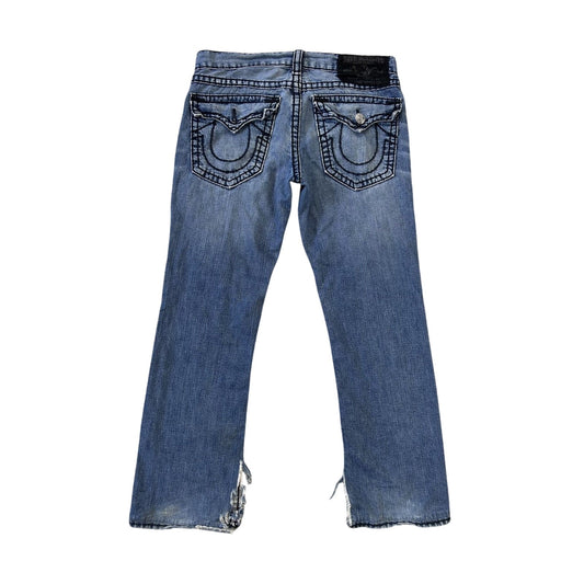 True Religion jeans blue black stitching Ricky Y2K
