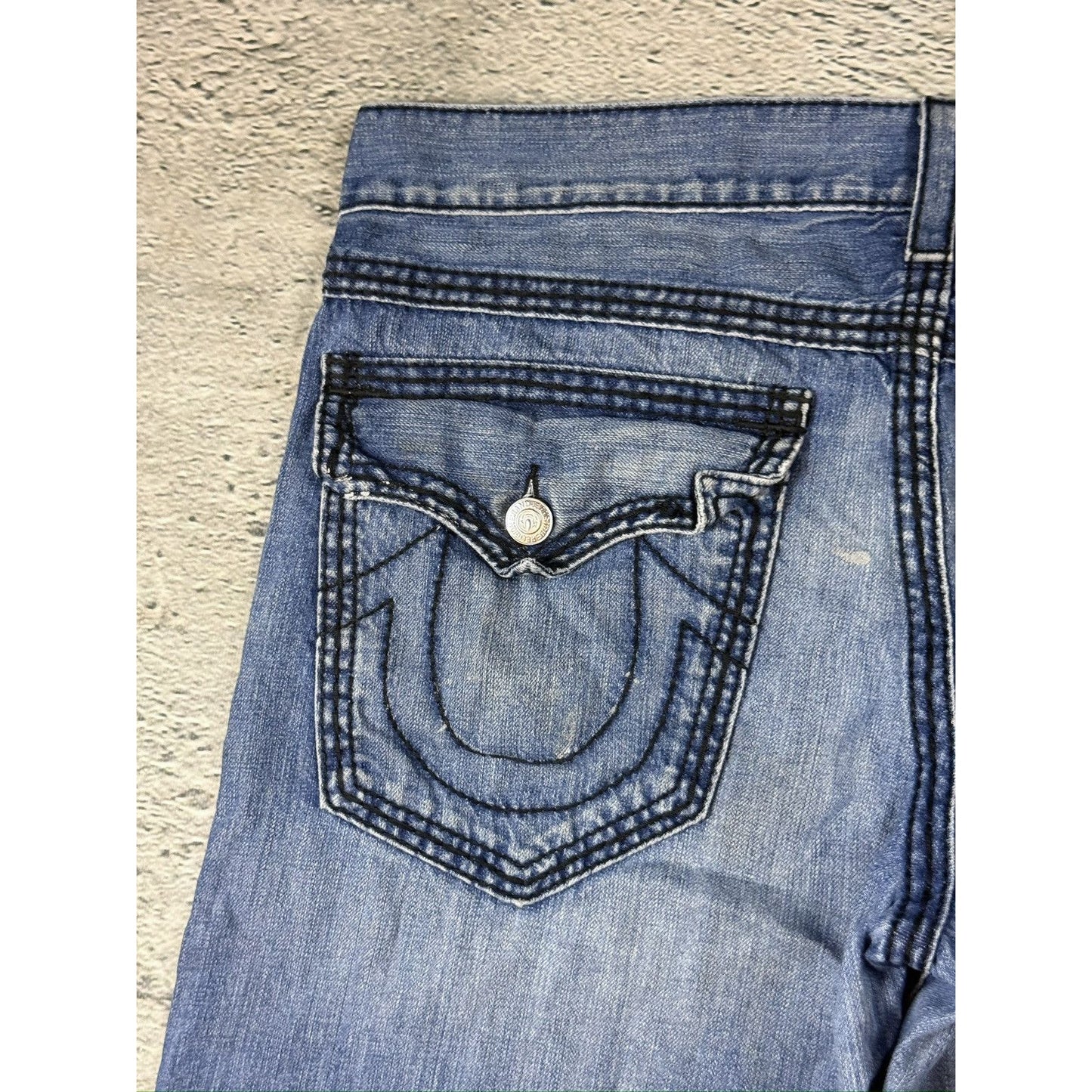 True Religion blue jeans black thick stitching Y2K Relaxed