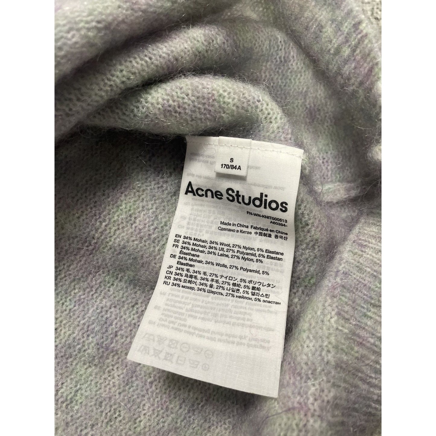 Acne Studios mohair sweater grey purple green