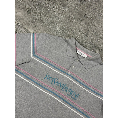 Yves Saint Laurent polo big logo t-shirt vintage grey