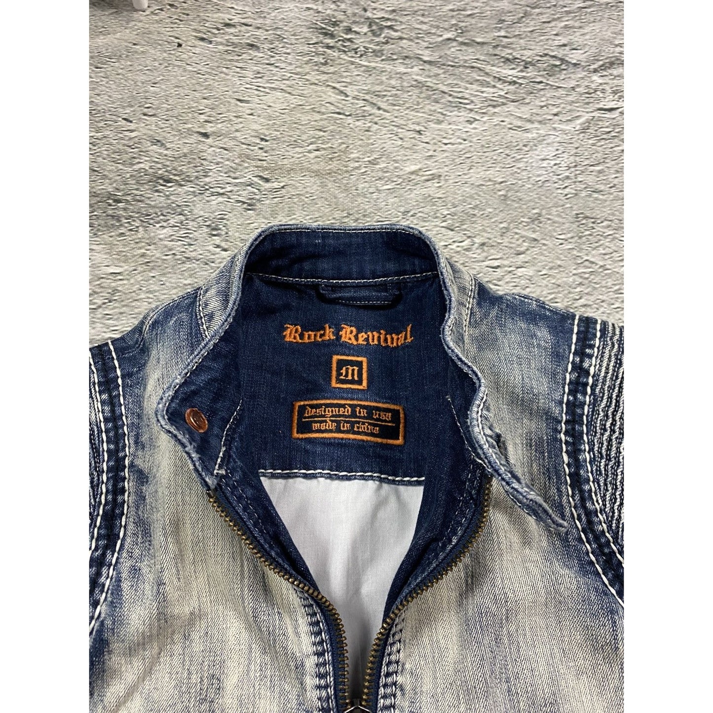 Rock Revival moto biker denim jacket washed vintage