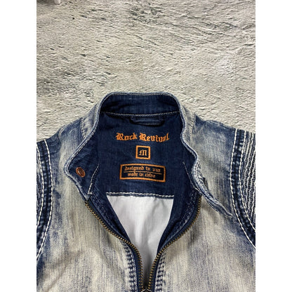 Rock Revival moto biker denim jacket washed vintage