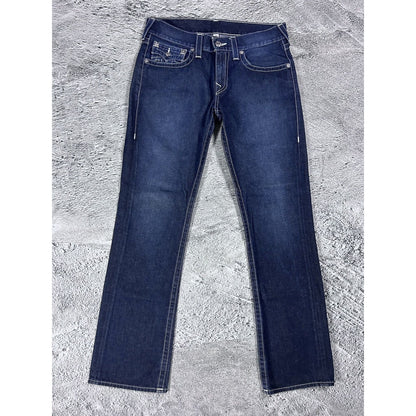 True Religion blue jeans thick stitching straight Y2K