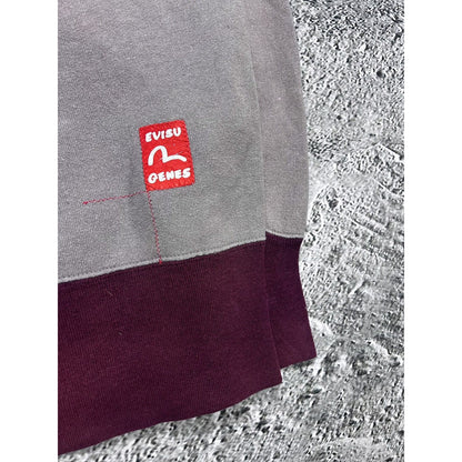 Evisu sweatshirt big logo spell out grey burgundy