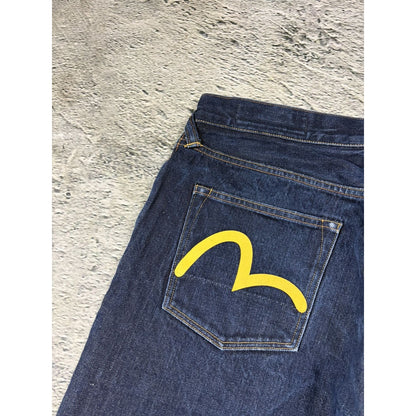 Evisu jeans daicock big logo yellow selvedge denim