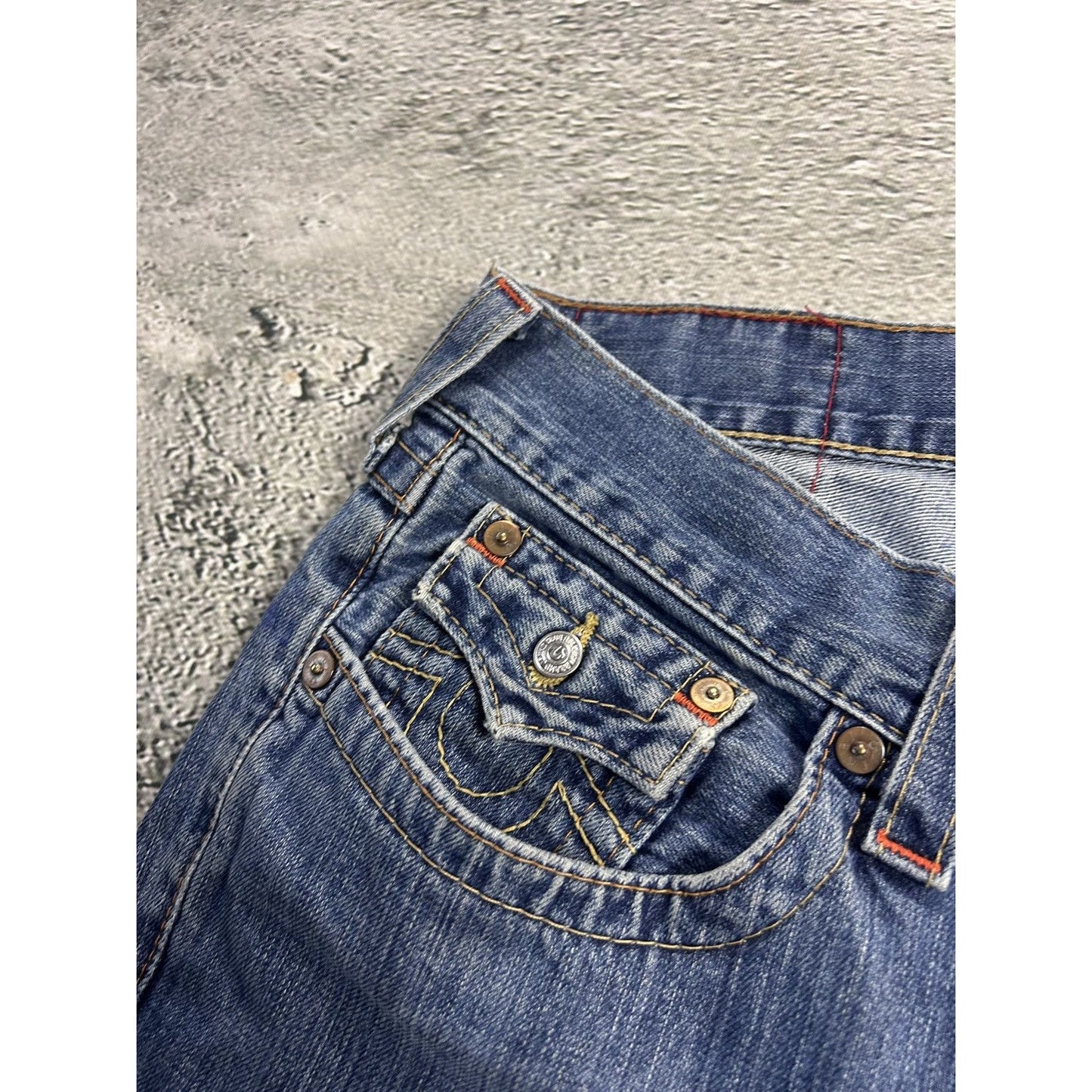 True Religion blue jeans contrast stitching Billy flared Y2K