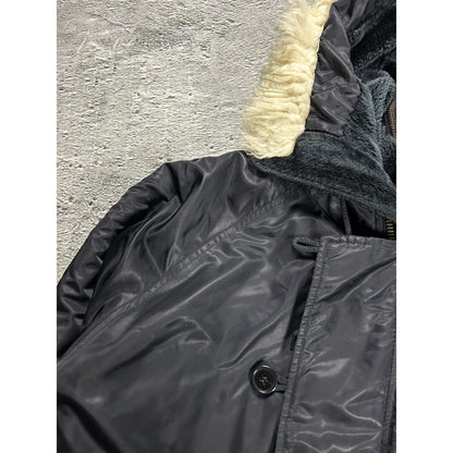 Vintage bomber jacket with fur hooded full zip