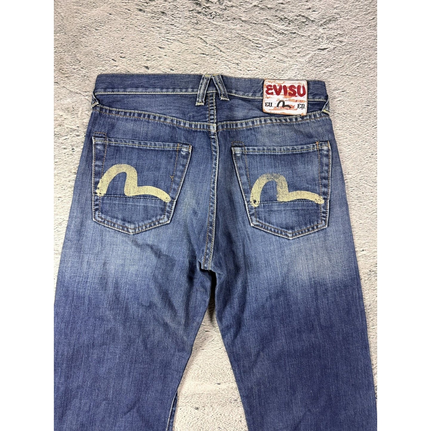 Evisu jeans vintage navy blue white seagulls EU ED