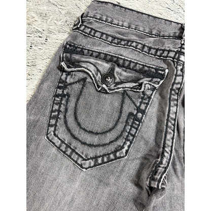 True Religion jeans grey black thick stitching Billy bootcut