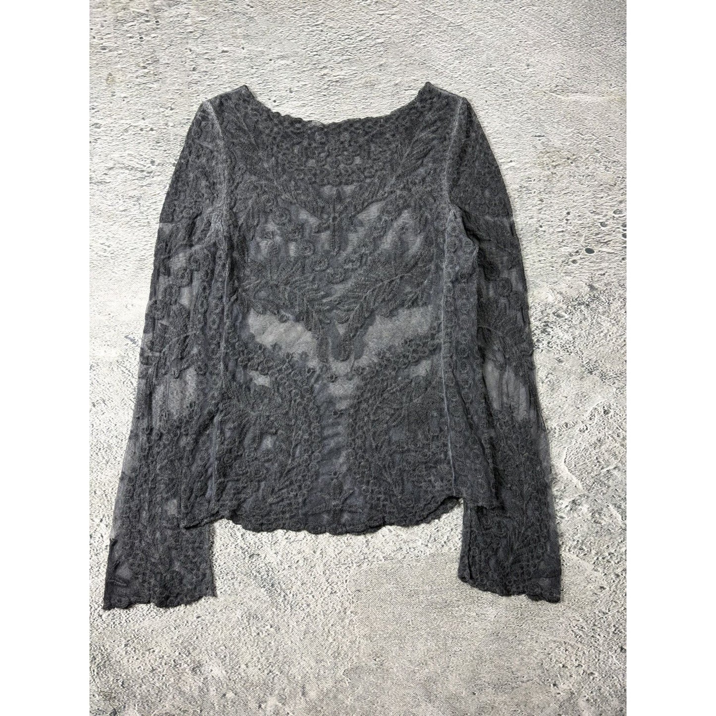 True Religion mesh transparent longsleeve horseshoe
