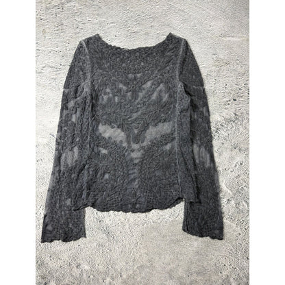 True Religion mesh transparent longsleeve horseshoe