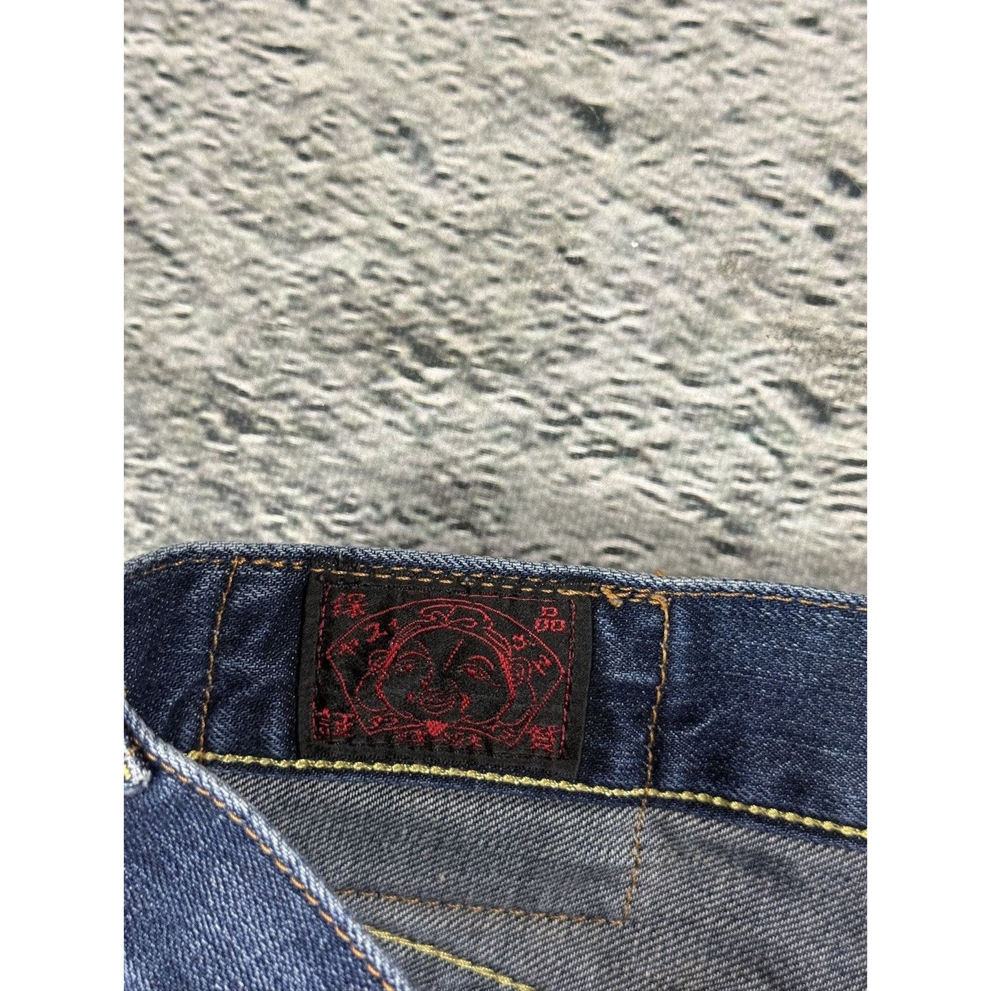 Evisu jeans vintage navy blue white seagulls EU ED