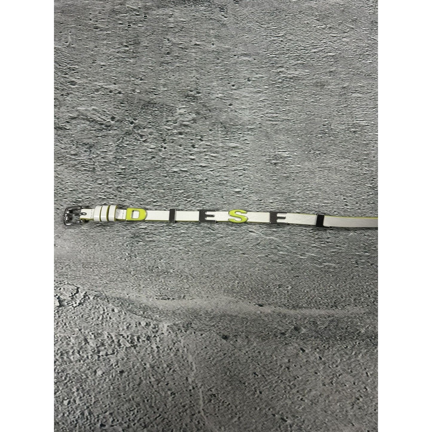 Diesel leather belt multicolour moving letters Y2K white