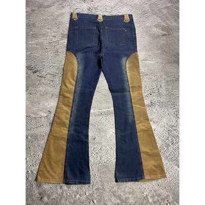 Y2K jeans flared bootcut corduroy navy beige