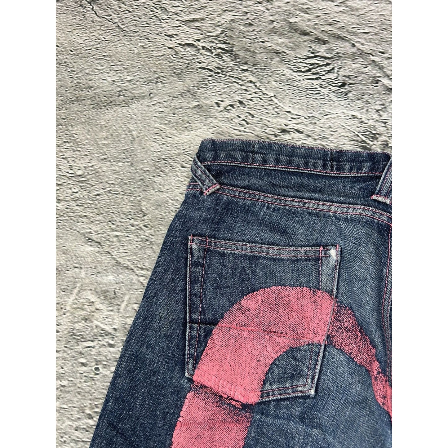 Evisu jeans daicock big logo pink selvedge denim Japan