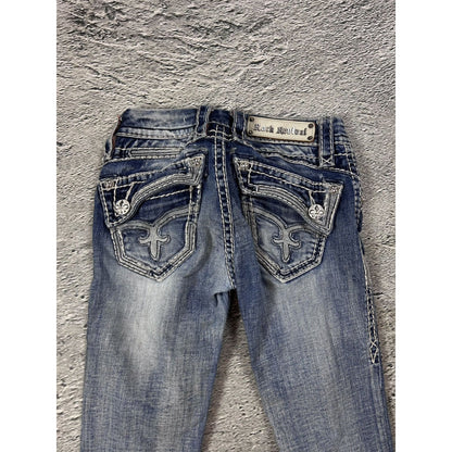 Rock Revival rhinestone glitter jeans Y2K flared denisa