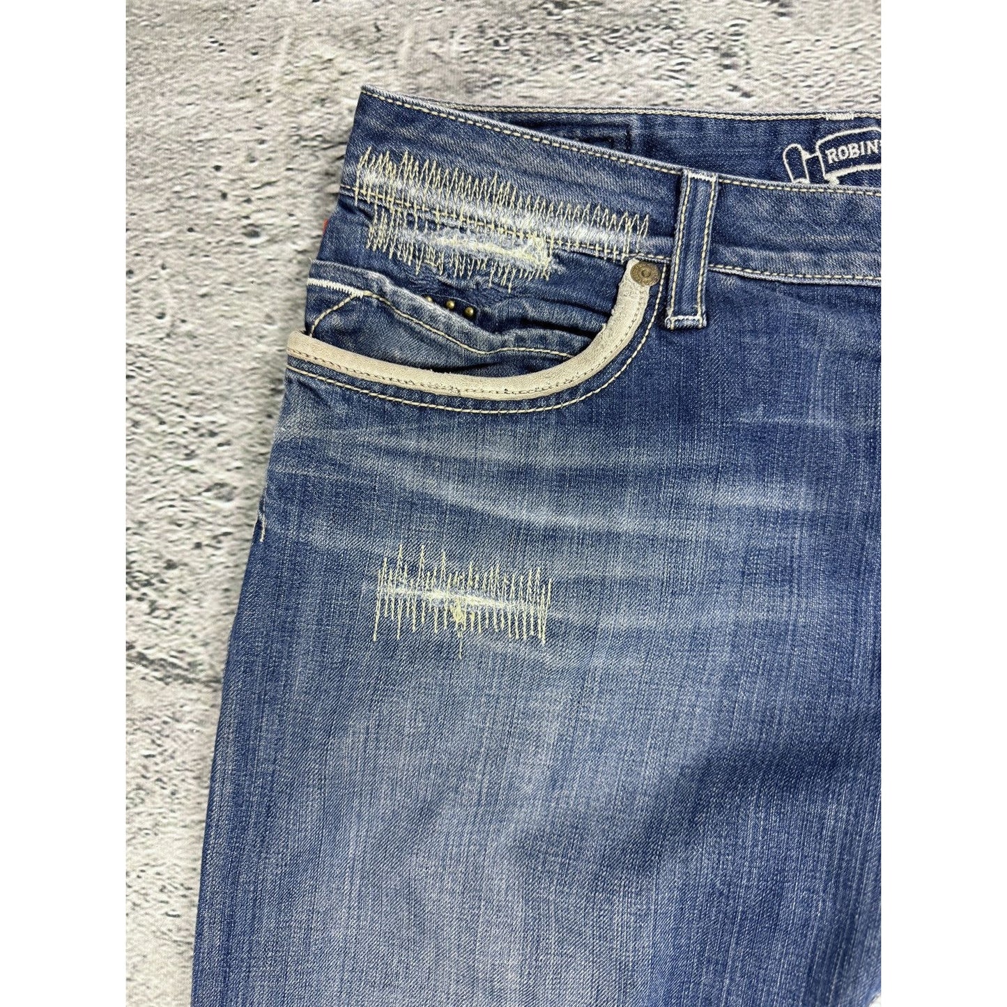 Robins jeans blue jeans straight Y2K blue brown