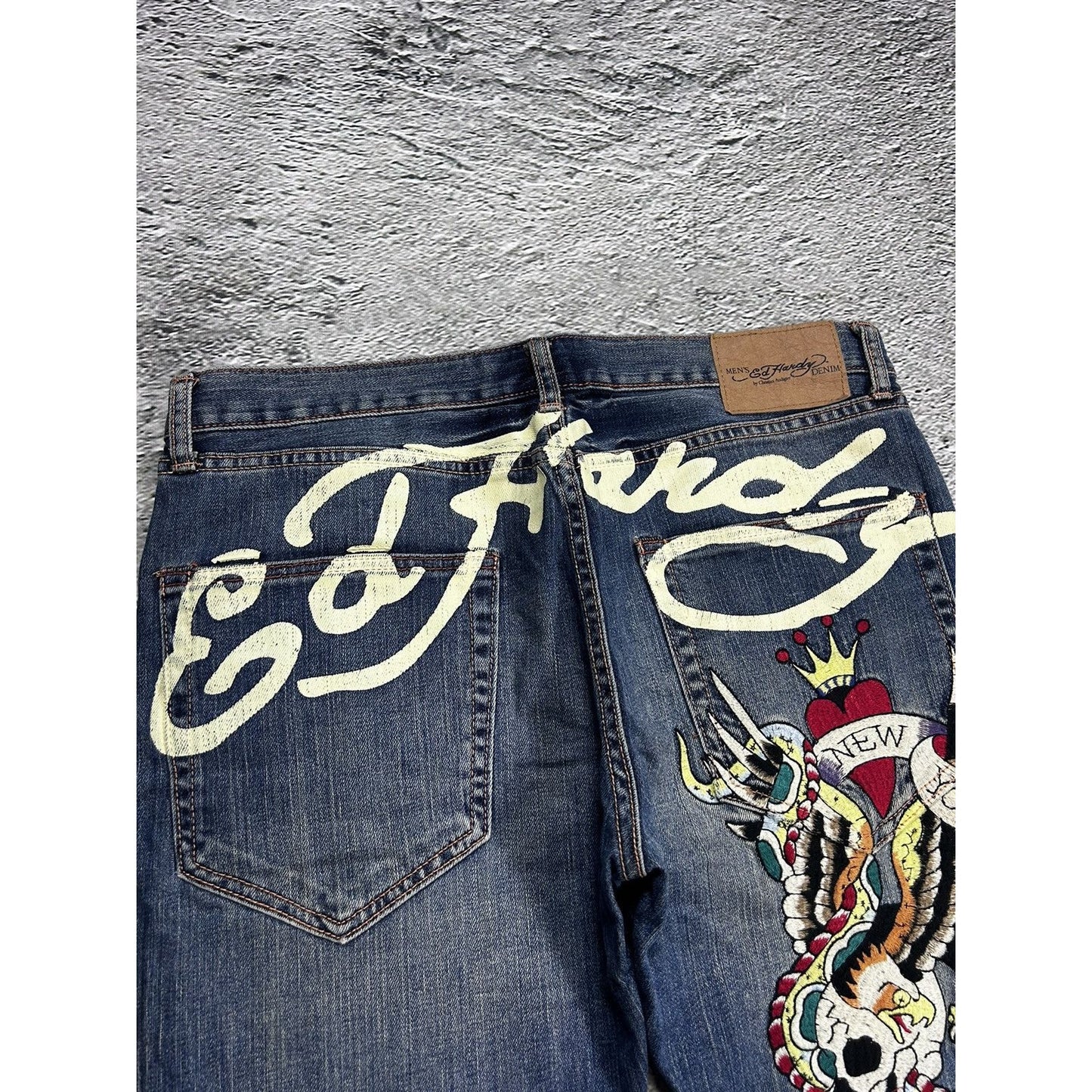 Ed Hardy Christian Audigier vintage jeans big logo pants