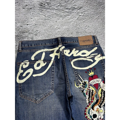 Ed Hardy Christian Audigier vintage jeans big logo pants