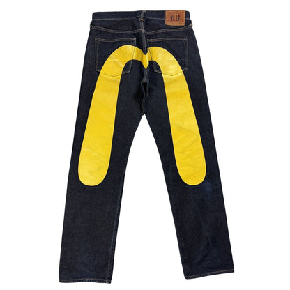 Evisu jeans daicock big logo yellow selvedge denim