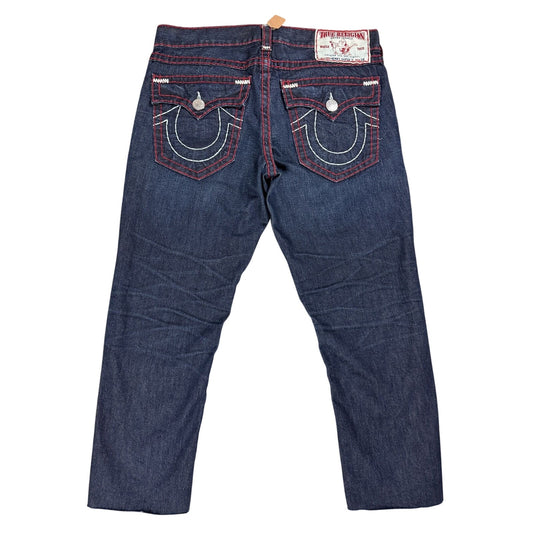 True Religion jeans straight vintage denim pants navy red