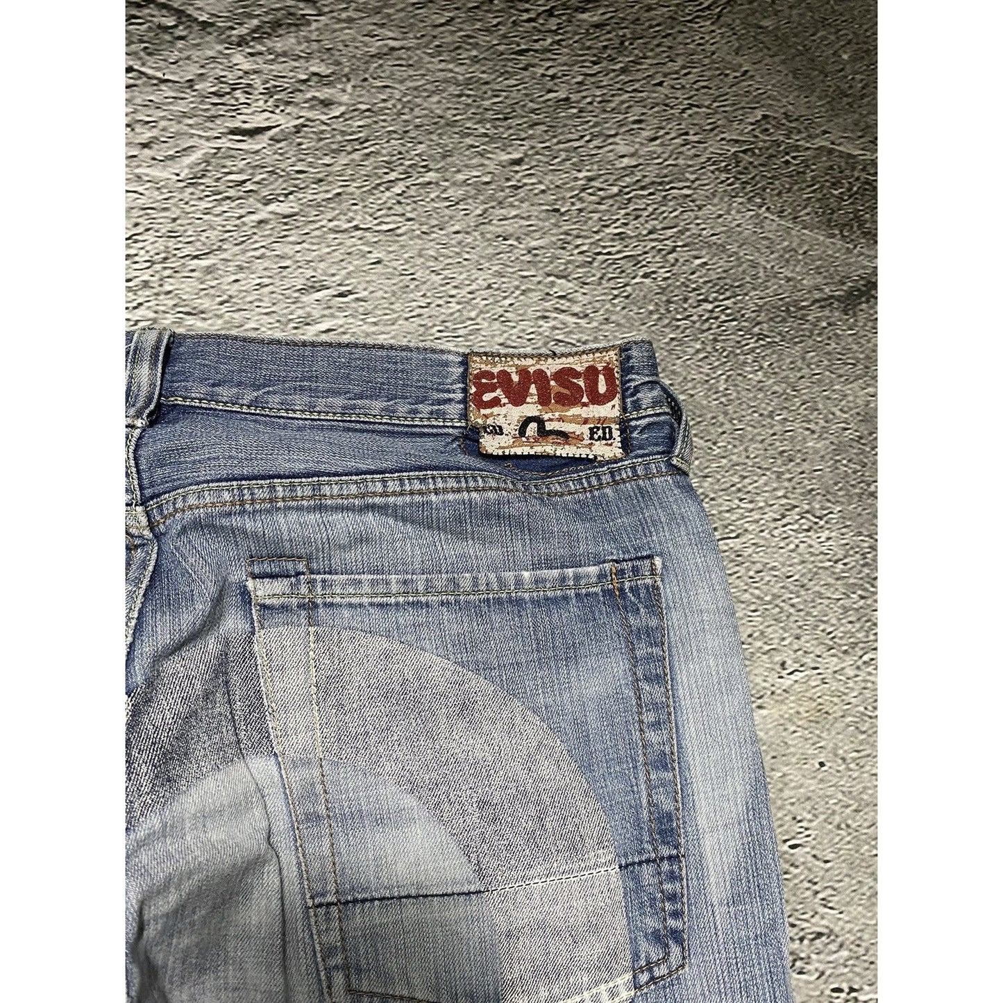 Evisu jeans EU ED vintage blue white daicock logo