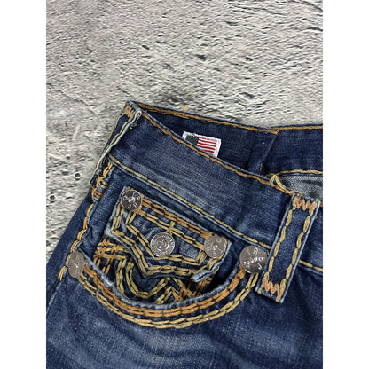 True Religion blue jeans gold stitching Ricky super QT