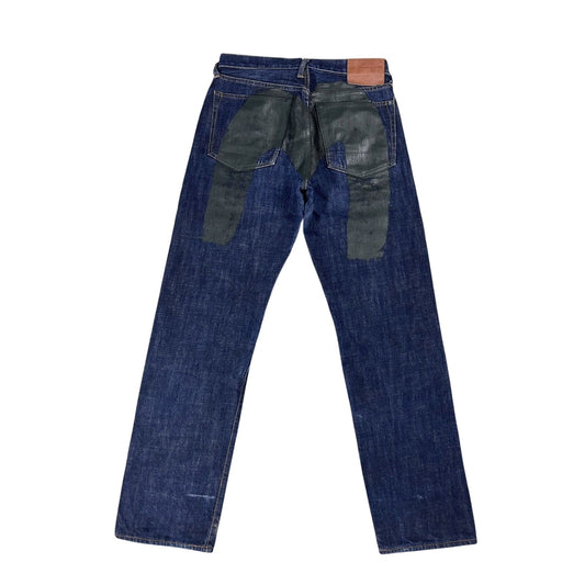 Evisu jeans daicock big logo khaki selvedge denim navy blue