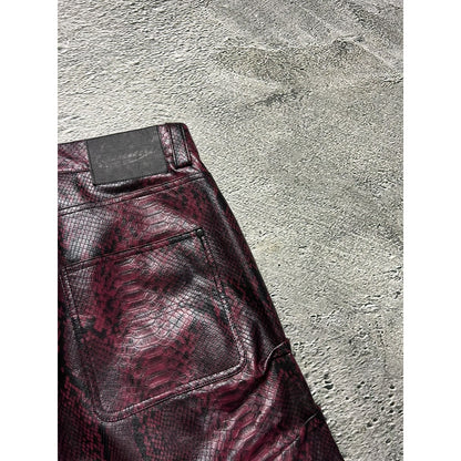 Review baggy pants faux leather style red snakeskin