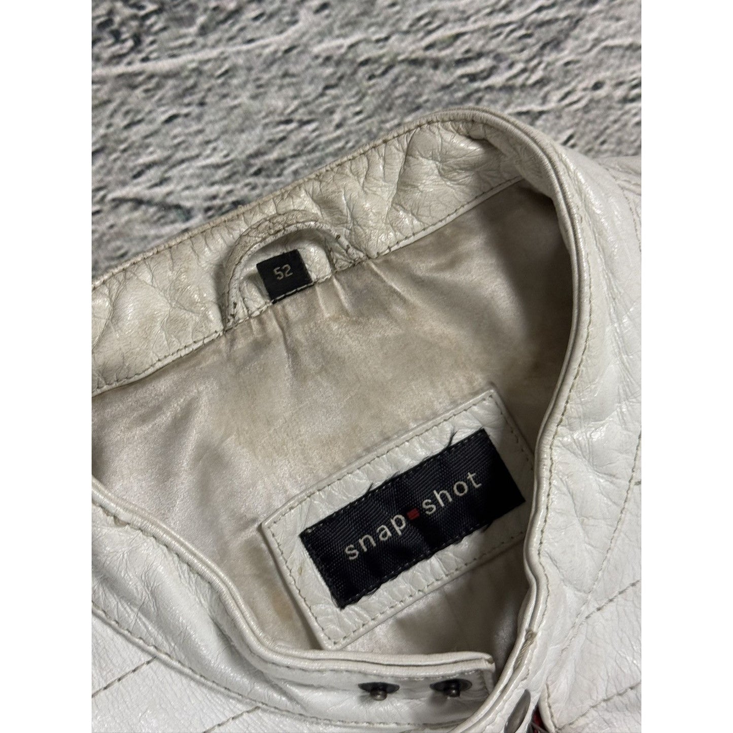 Vintage leather jacket racing white black red