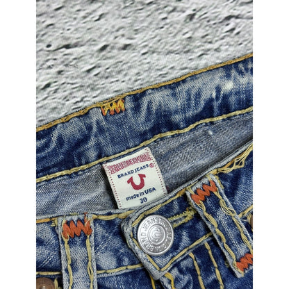 True Religion Vintage Bootcut Johnny Blue Gold Stitching