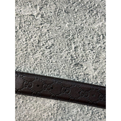Gucci belt big buckle double G brown silver monogram