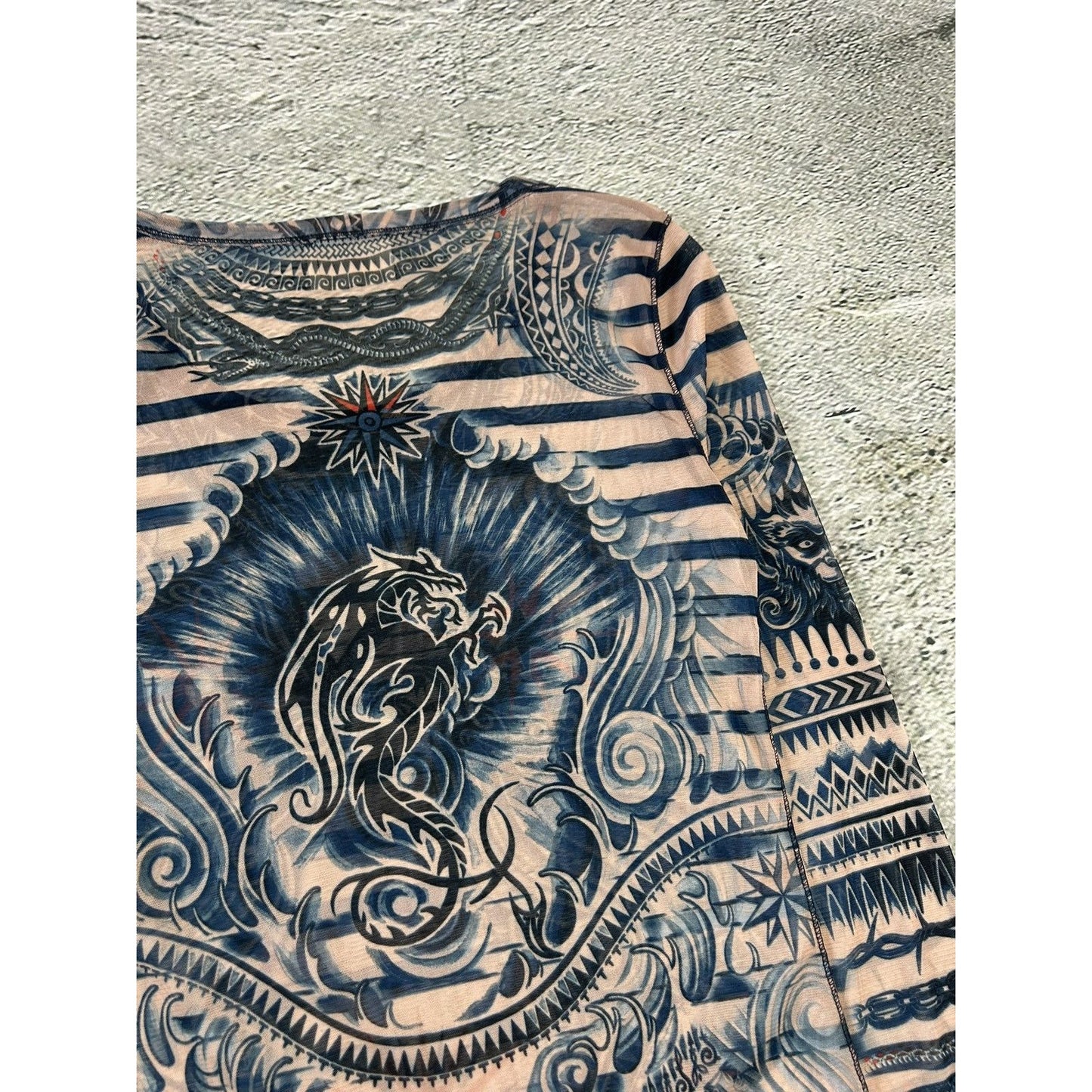 Jean Paul Gaultier Lindex Tattoo Mesh Top longsleeve blouse