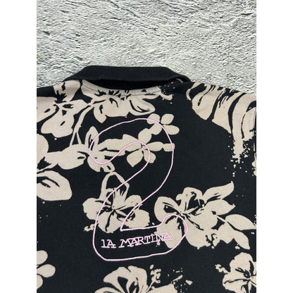 La Martina Polo T-shirt black floral big pony