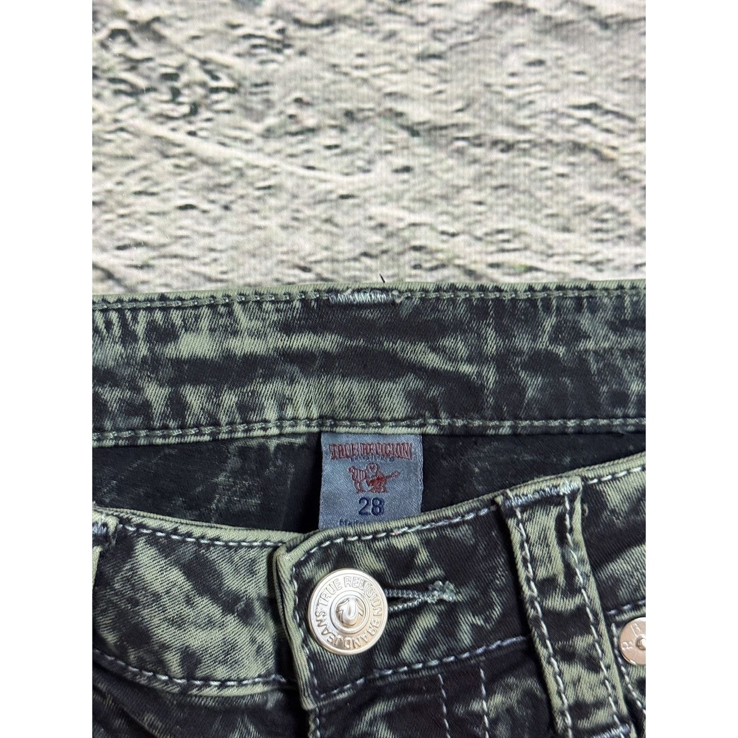 True Religion jeans skinny marble camo khaki green