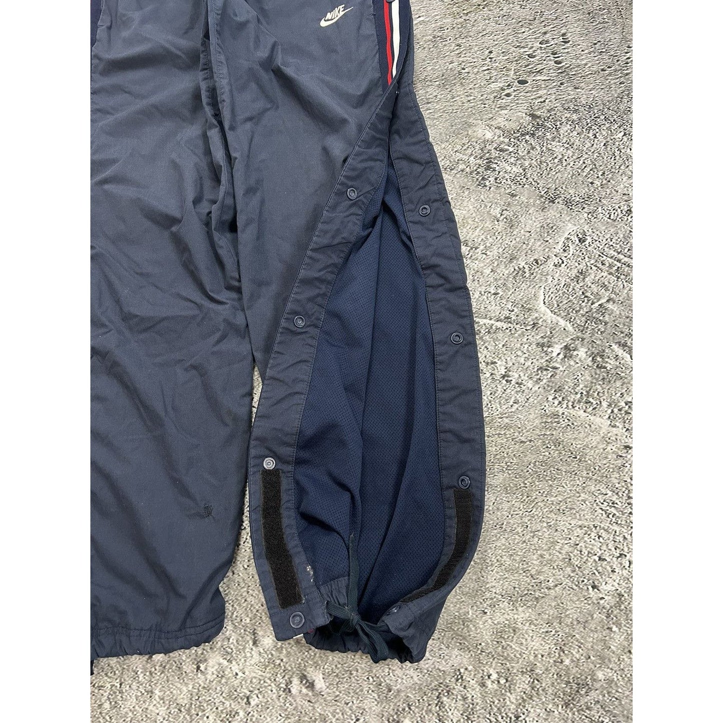 Nike vintage navy nylon track pants small swoosh drill Y2K