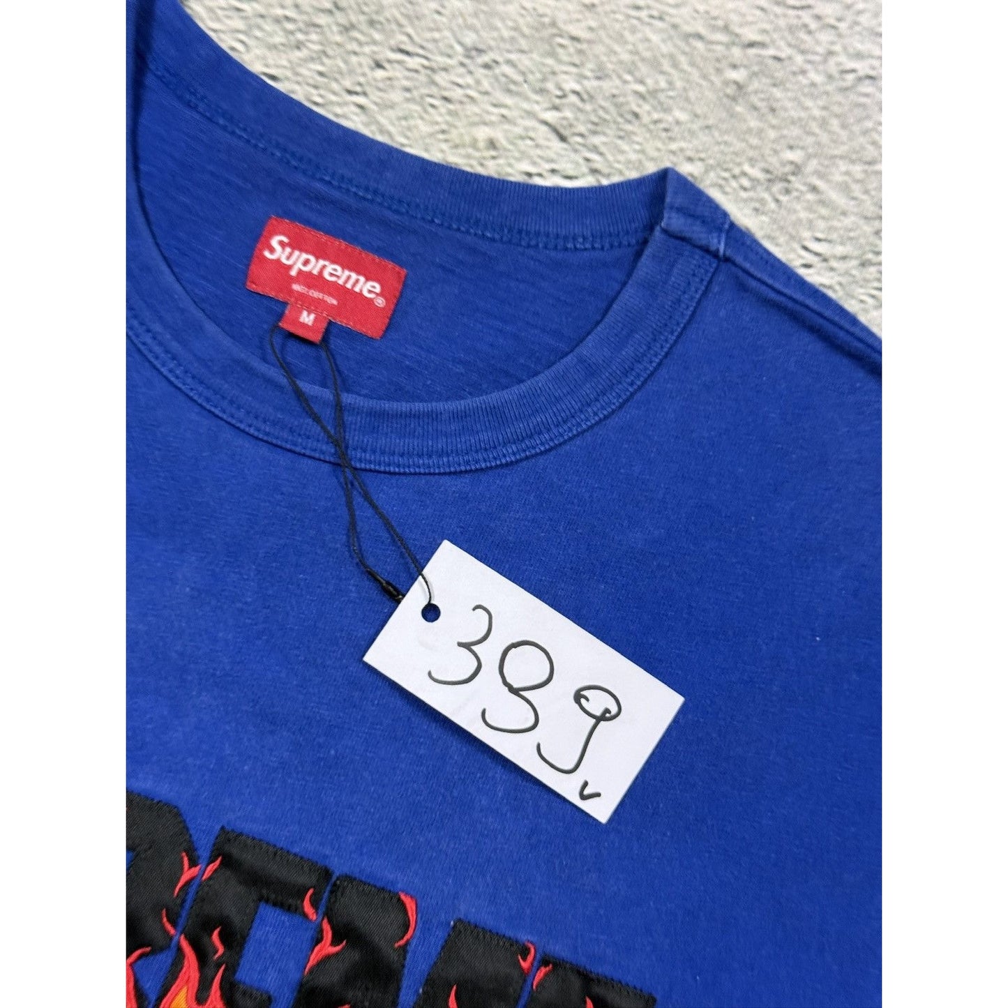 Supreme flames top Royal T-shirt blue SS19
