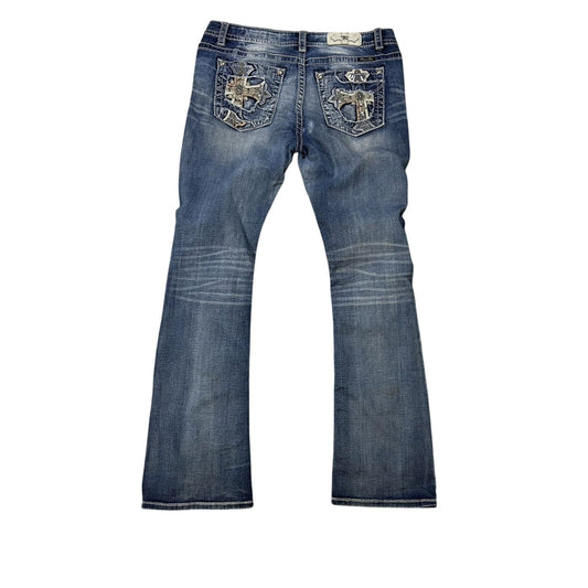Miss Me flared bootcut white stitching denim vintage y2k