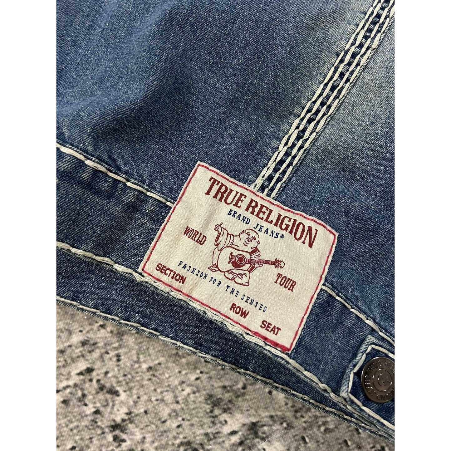 True Religion denim jacket trucker washed White stitching