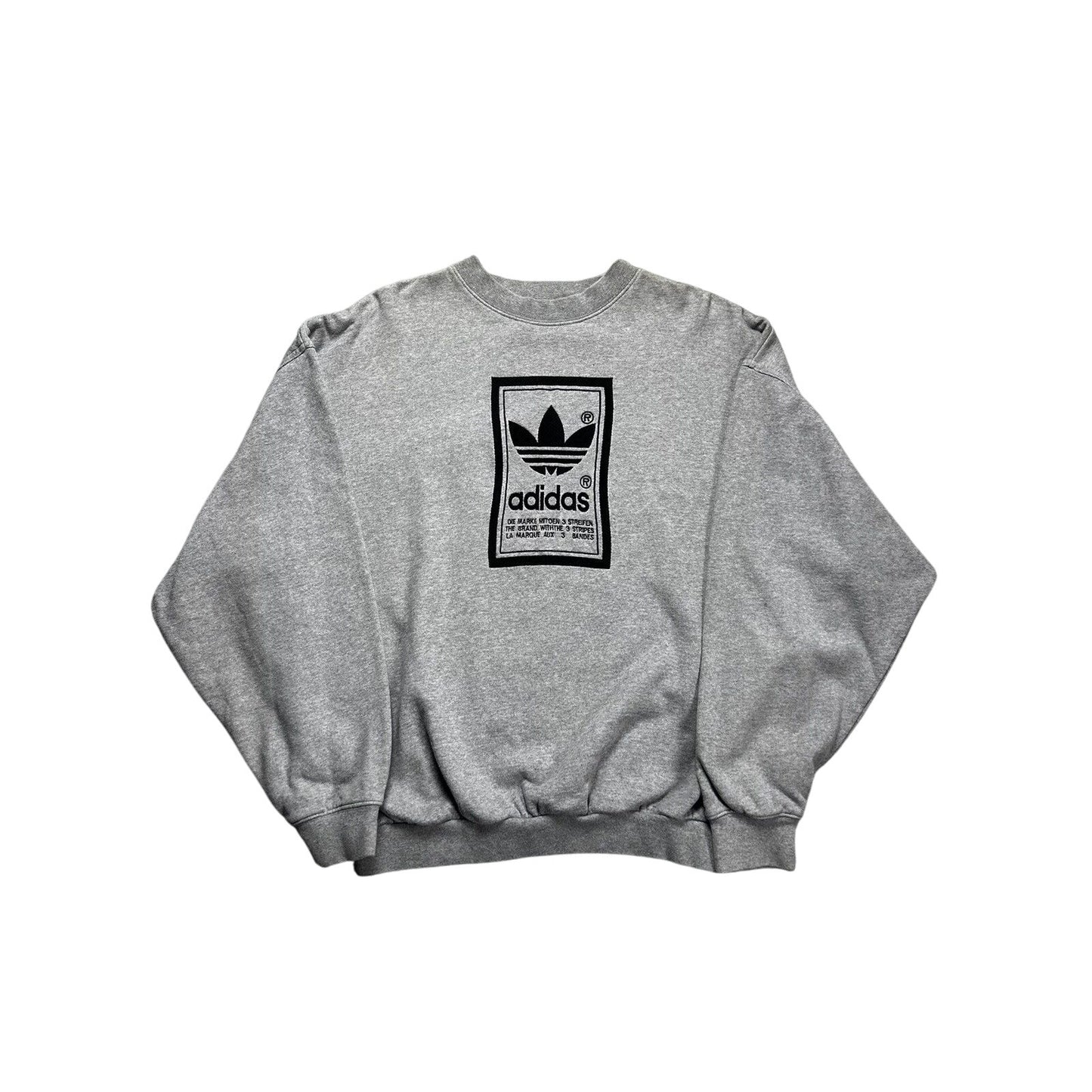 Adidas sweatshirt vintage big logo Y2K grey