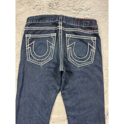 True Religion navy blue jeans white thick stitching Y2K Bobby