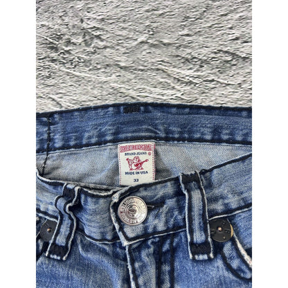 True Religion jeans blue black stitching Ricky Y2K